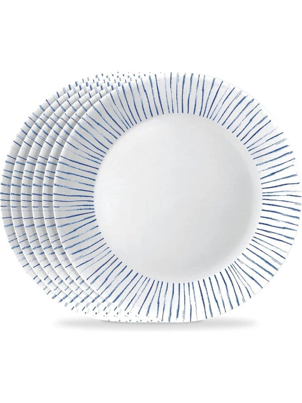 Botanical Stripes 6-Piece Dinner Plate Set - Elegant 10.25-Inch Tableware